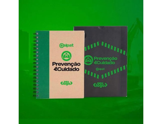Caderno Pautado Com Wire-O - 23X18Cm - Bege/Verde