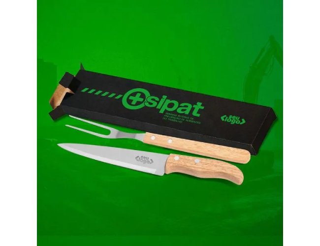 Conj. De Garfo E Faca 7" Em Madeira - 2 P�s