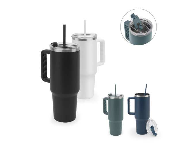 JOYNER XL. Copo de viagem de grande dimens�o em a�o inoxid�vel 91% reciclado com parede dupla isolada (1300 mL)