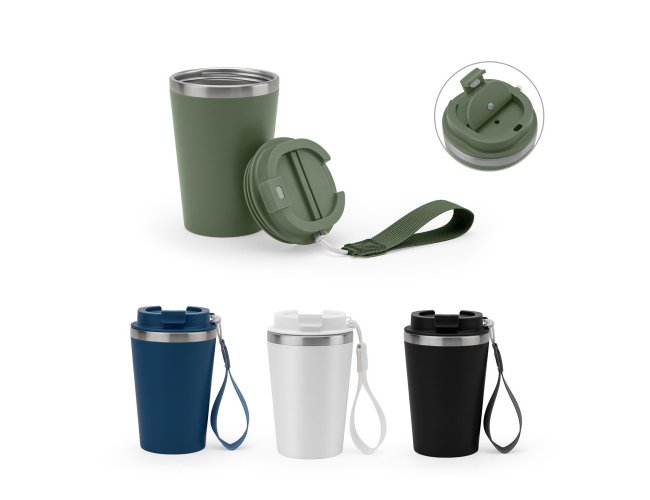 SPITZ. Copo de viagem em a�o inox 90% reciclado com parede dupla com acabamento em mate (440 mL)