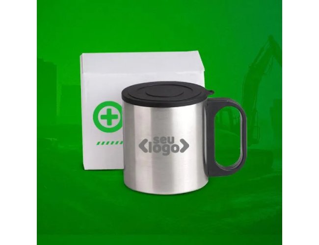 Caneca Em A�o Inox Com Tampa - 180 Ml