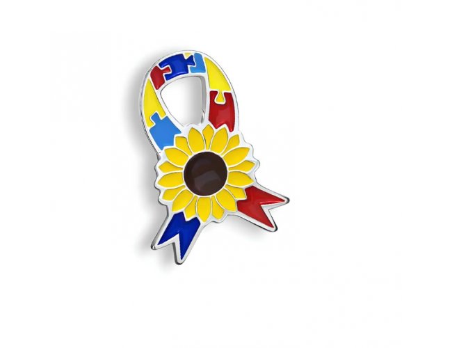 Pin La�o Quebra Cabe�a e Girassol - Campanha de Autismo TEA