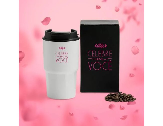 Copo Térmico Em Aço Inox - Branco - 450 Ml