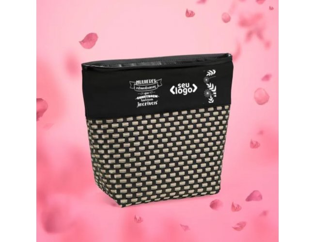 Necessaire Em Pvc E Couro Sintético - Preto/Xadrez