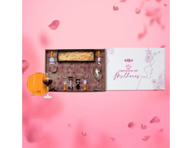 Kit Queijo E Vinho Com Espaço Para Garrafa - 9 Pçs - Não Acompanha Garrafa